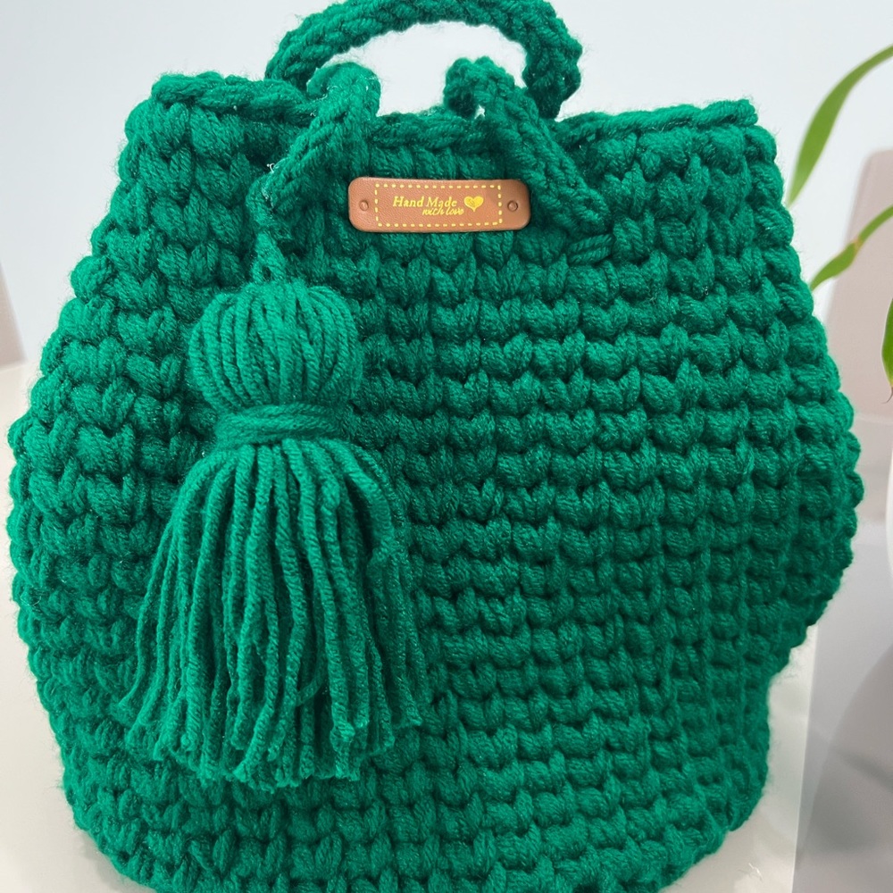Green Crochet Tote Bag